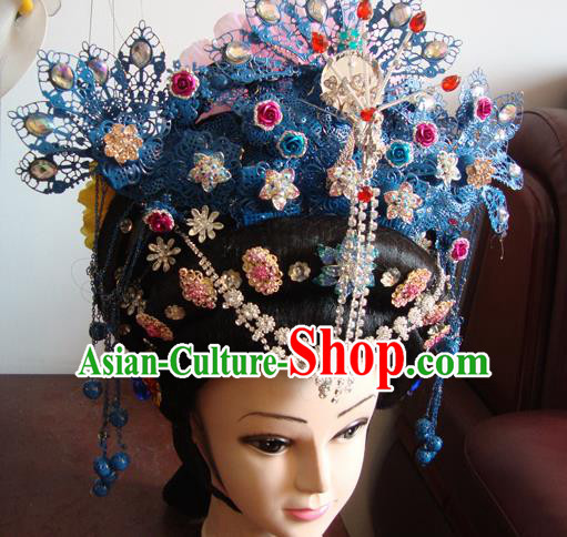 Chinese Beijing Opera Imperial Consort Phoenix Headgear Traditional Peking Opera Wig Sheath and Hair Accessories for Women