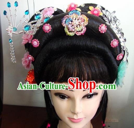 Chinese Beijing Opera Peri Princess Headgear Traditional Peking Opera Wig Sheath and Hair Accessories for Women