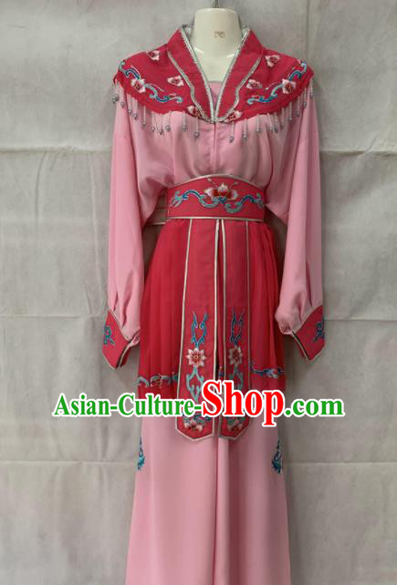 Chinese Beijing Opera Maidservant Pink Dress Traditional Peking Opera Servant Girl Costume for Women