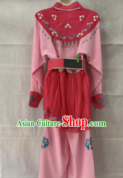 Chinese Beijing Opera Maidservant Pink Dress Traditional Peking Opera Servant Girl Costume for Women
