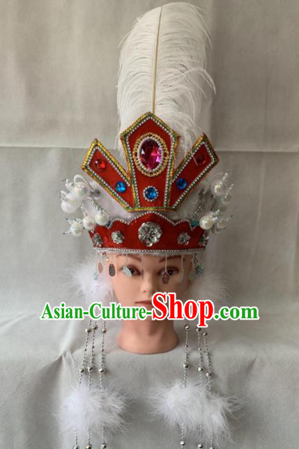 Chinese Beijing Opera Princess Red Hat Traditional Peking Opera Hair Accessories for Women