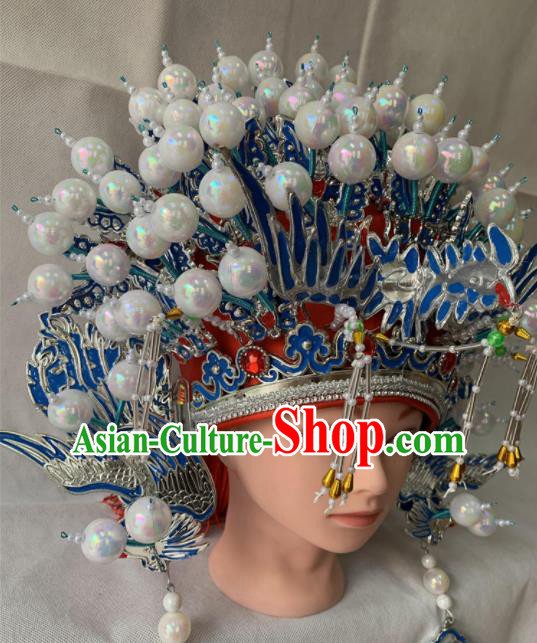 Chinese Beijing Opera Queen Red Phoenix Coronet Traditional Peking Opera Diva Hat Hair Accessories for Women