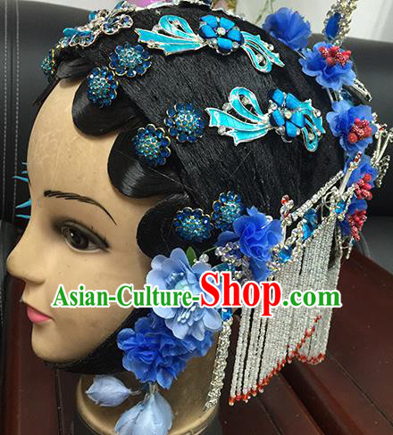 Chinese Beijing Opera Young Mistress Headgear Traditional Peking Opera Wig Sheath and Hair Accessories for Women