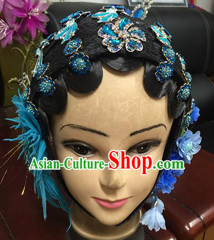 Chinese Beijing Opera Young Mistress Headgear Traditional Peking Opera Wig Sheath and Hair Accessories for Women