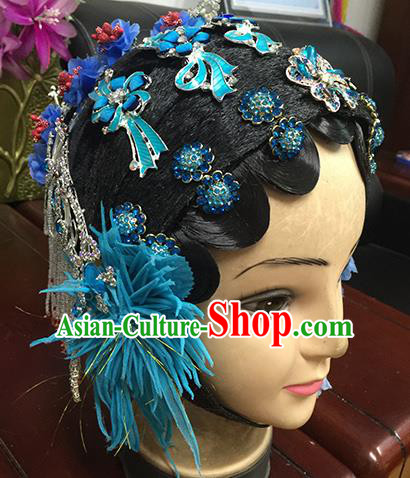 Chinese Beijing Opera Young Mistress Headgear Traditional Peking Opera Wig Sheath and Hair Accessories for Women