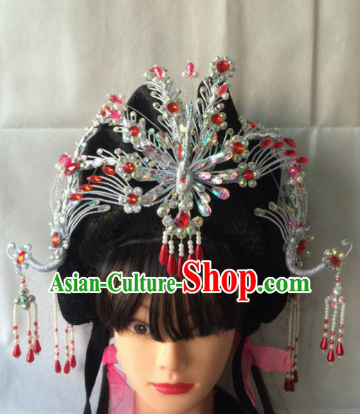 Chinese Beijing Opera Diva Phoenix Coronet Hairpins Traditional Peking Opera Queen Hair Accessories for Women