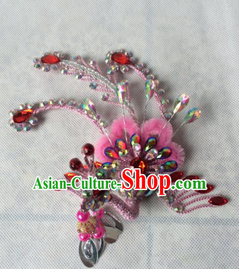 Chinese Beijing Opera Princess Pink Phoenix Hairpins Traditional Peking Opera Diva Hair Accessories for Women