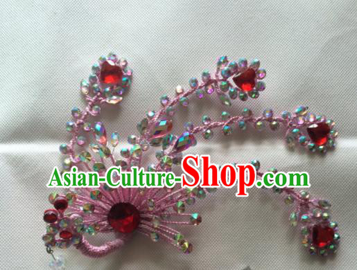 Chinese Beijing Opera Princess Pink Phoenix Hairpins Traditional Peking Opera Diva Hair Accessories for Women