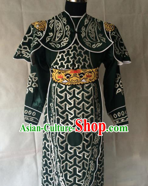 Chinese Beijing Opera Takefu Deep Green Clothing Traditional Peking Opera Soldier Costume for Men