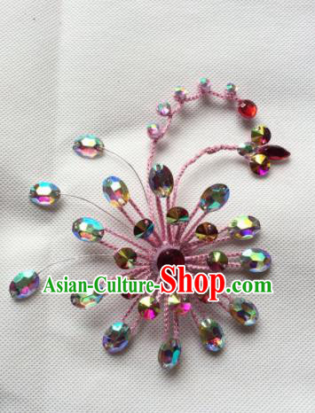 Chinese Beijing Opera Diva Pink Hair Claw Hairpins Traditional Peking Opera Hair Accessories for Women