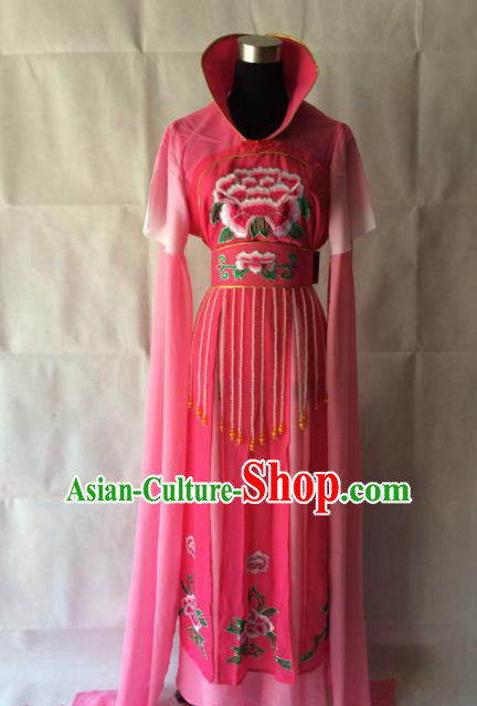 Chinese Beijing Opera Maidservant Rosy Dress Traditional Peking Opera Young Lady Costume for Women