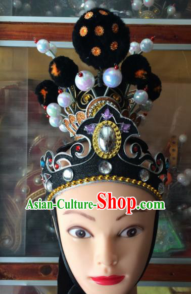 Chinese Beijing Opera Niche Black Hair Crown Traditional Peking Opera Prince Headwear for Men