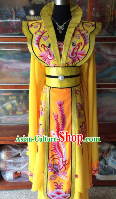 Chinese Beijing Opera Queen Yellow Dress Traditional Peking Opera Empress Costume for Women