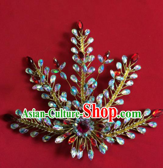 Chinese Ancient Princess Crystal Phoenix Hairpin Traditional Peking Opera Actress Hair Accessories for Women