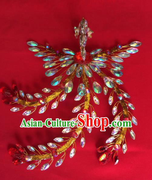Chinese Ancient Princess Golden Phoenix Hairpin Traditional Peking Opera Actress Hair Accessories for Women
