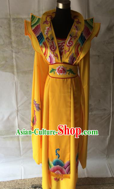 Chinese Beijing Opera Royal Queen Yellow Dress Traditional Peking Opera Empress Costume for Women