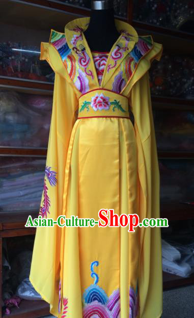 Chinese Beijing Opera Royal Queen Yellow Dress Traditional Peking Opera Empress Costume for Women