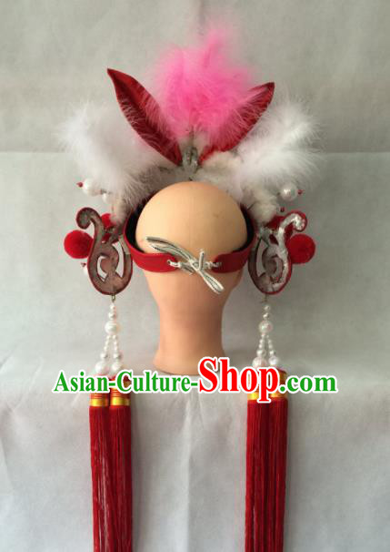 Chinese Beijing Opera Blues Hair Clasp Traditional Peking Opera Female Swordsman Hair Accessories for Women
