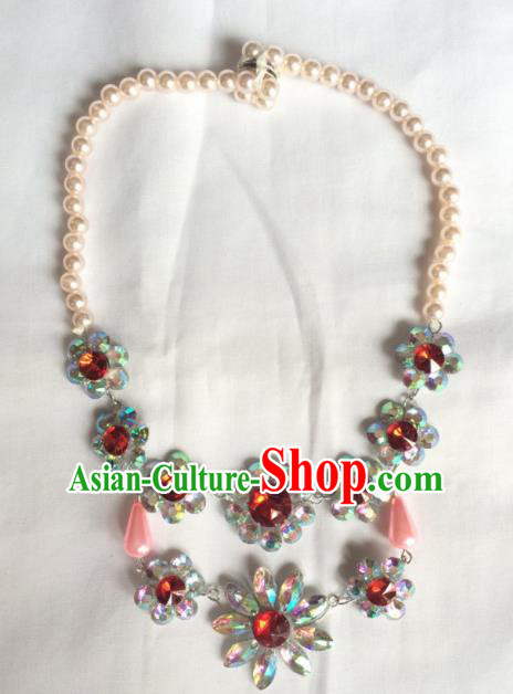 Chinese Beijing Opera Princess Red Crystal Necklace Traditional Peking Opera Diva Necklet Accessories for Women