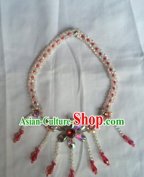 Chinese Beijing Opera Princess Beads Tassel Necklace Traditional Peking Opera Diva Necklet Accessories for Women