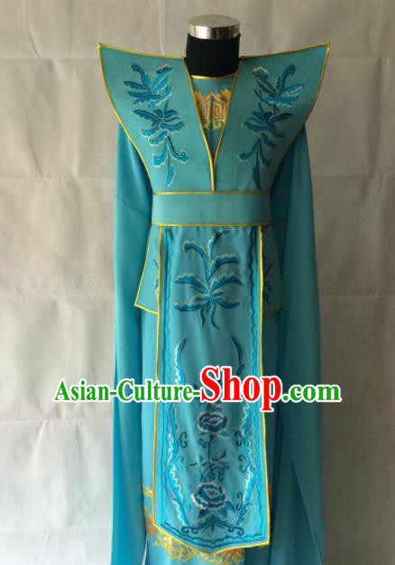 Chinese Beijing Opera Takefu Blue Clothing Traditional Peking Opera Prince Costume for Men