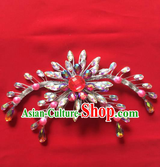 Chinese Beijing Opera Princess Crystal Hair Claw Hairpins Traditional Peking Opera Diva Hair Accessories for Women
