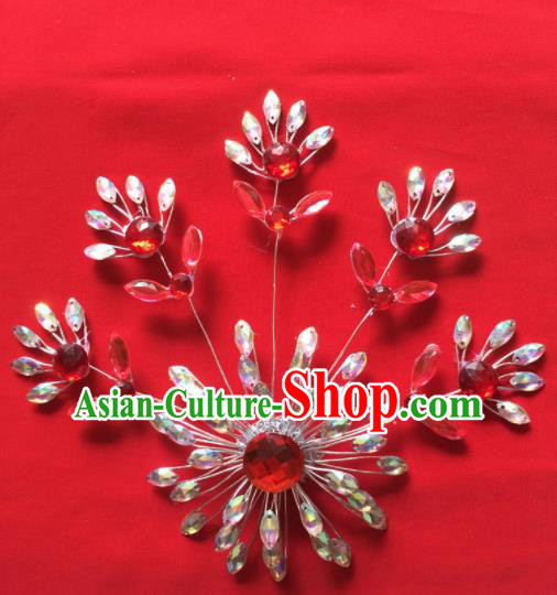 Chinese Beijing Opera Actress Crystal Hair Claw Hairpins Traditional Peking Opera Princess Hair Accessories for Women