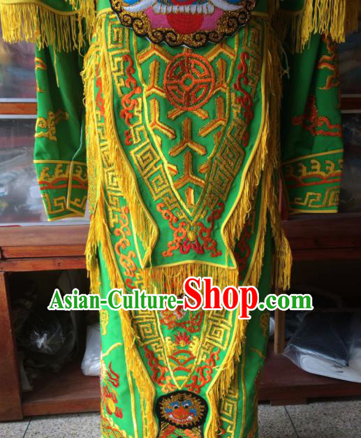 Chinese Beijing Opera General Green Embroidered Clothing Traditional Peking Opera Takefu Costume for Men