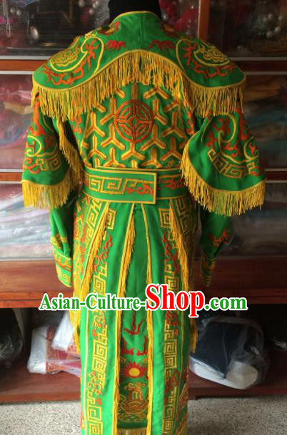 Chinese Beijing Opera General Green Embroidered Clothing Traditional Peking Opera Takefu Costume for Men