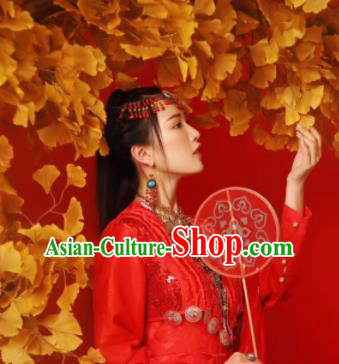 Chinese Ancient Goddess Princess Red Hanfu Dress Traditional Tang Dynasty Palace Lady Costumes for Women