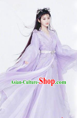 Chinese Ancient Female Swordsman Purple Hanfu Dress Traditional Ming Dynasty Royal Princess Costumes for Women