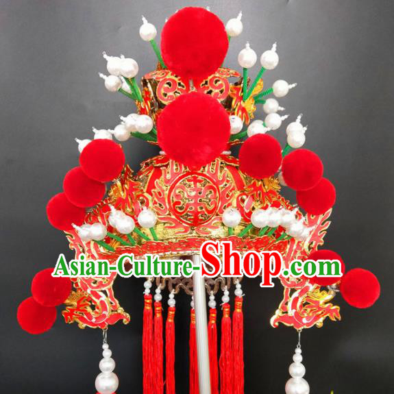 Chinese Beijing Opera Prince Red Hat Traditional Peking Opera Hair Accessories for Men