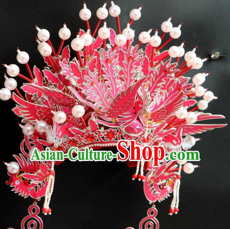 Chinese Beijing Opera Imperial Consort Phoenix Coronet Traditional Peking Opera Bride Hat Hair Accessories for Women