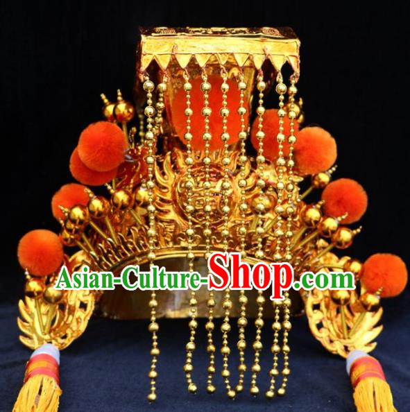 Chinese Beijing Opera God Hat Traditional Peking Opera Emperor Hair Accessories for Men