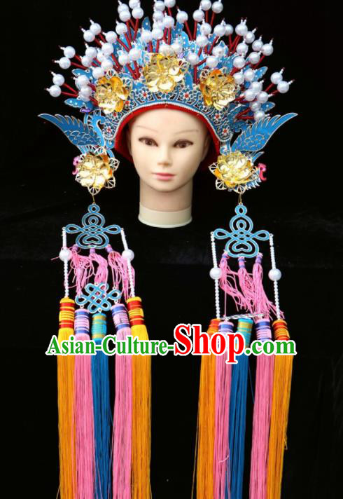 Chinese Beijing Opera Phoenix Coronet Traditional Peking Opera Bride Hat Hair Accessories for Women