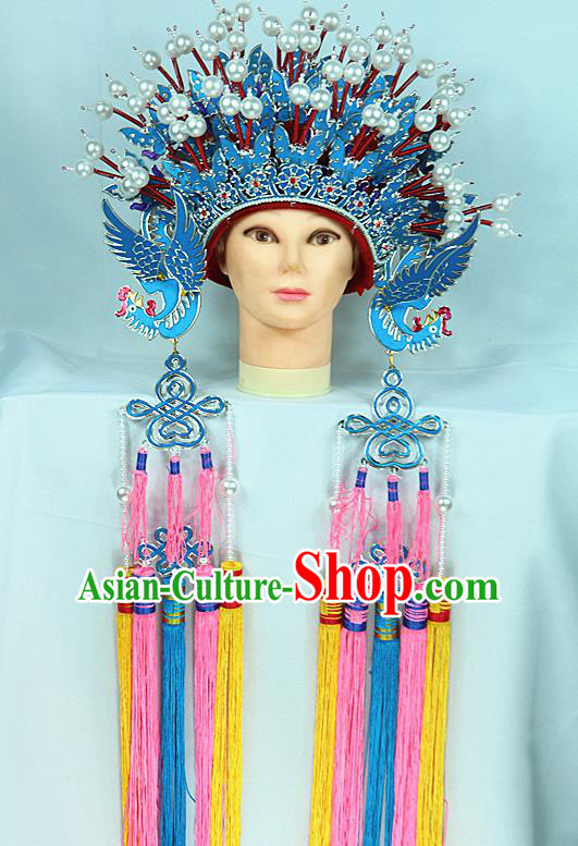 Chinese Beijing Opera Queen Phoenix Coronet Traditional Peking Opera Bride Hat Hair Accessories for Women