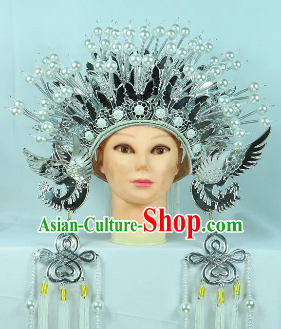 Chinese Beijing Opera Queen Butterfly Phoenix Coronet Traditional Peking Opera Bride Hat Hair Accessories for Women