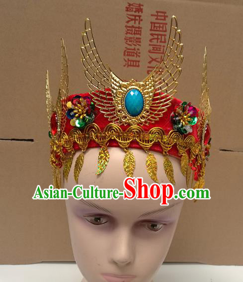 Chinese Ancient Princess Red Hat Traditional Peking Opera Actress Dance Hair Accessories for Kids