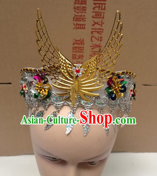 Chinese Ancient Princess White Hat Traditional Peking Opera Actress Dance Hair Accessories for Kids