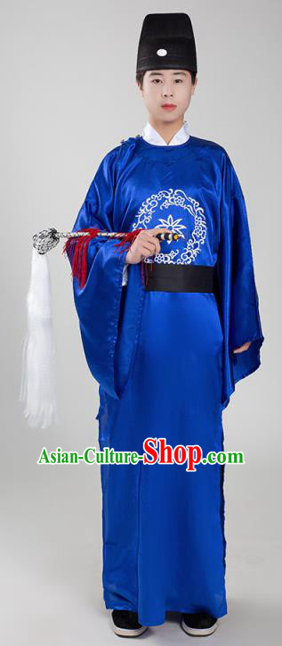 Chinese Ancient Court Eunuch Royalblue Robe Traditional Ming Dynasty Manservant Costume for Men