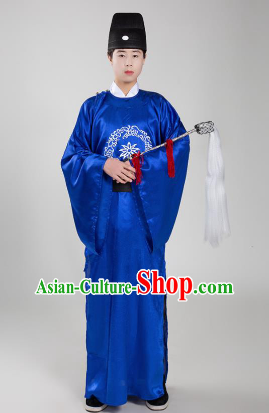 Chinese Ancient Court Eunuch Royalblue Robe Traditional Ming Dynasty Manservant Costume for Men