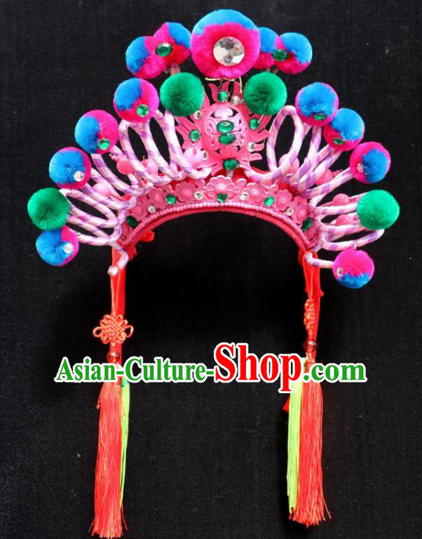 Chinese Beijing Opera Female Warrior Phoenix Coronet Traditional Peking Opera Swordsman Hat Hair Accessories for Women