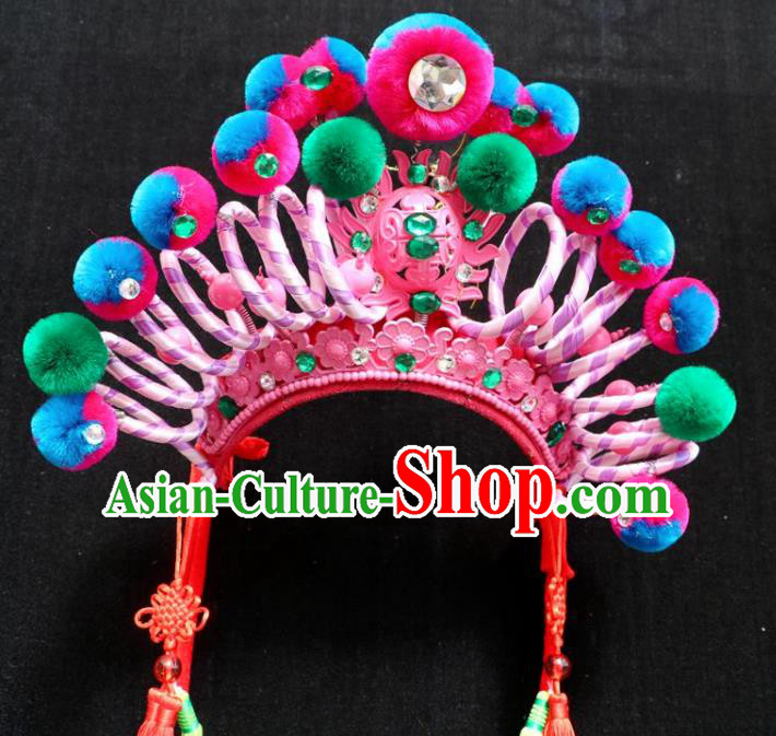 Chinese Beijing Opera Female Warrior Phoenix Coronet Traditional Peking Opera Swordsman Hat Hair Accessories for Women