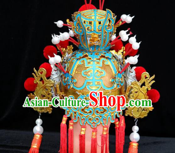 Chinese Beijing Opera Crown Prince Hat Traditional Peking Opera Emperor Hair Accessories for Men