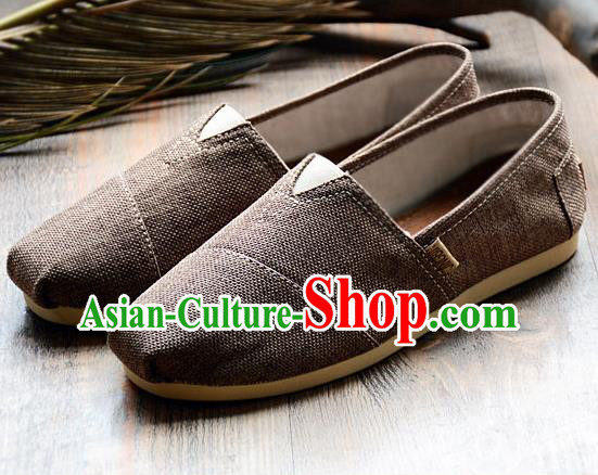 Traditional Chinese Martial Arts Shoes Handmade Brown Flax Shoes National Multi Layered Cloth Shoes for Men