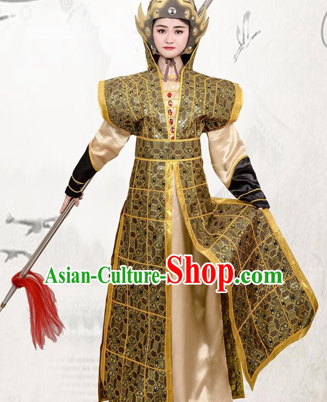 Chinese Ancient Traditional Northern and Southern Dynasties Female General Hua Mulan Costume Helmet and Armour for Women