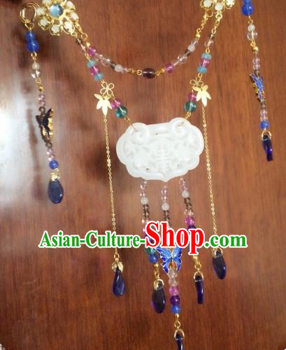 Chinese Ancient Princess Jade Necklace Traditional Court Lady Jewelry Accessories for Women