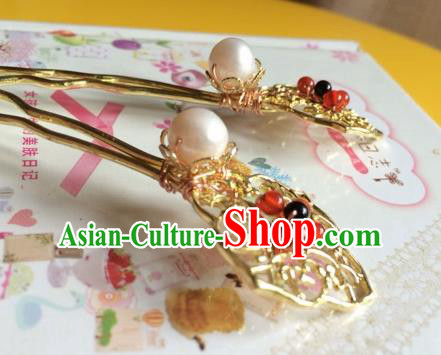 Chinese Ancient Princess Golden Hairpins Traditional Court Hair Accessories for Women