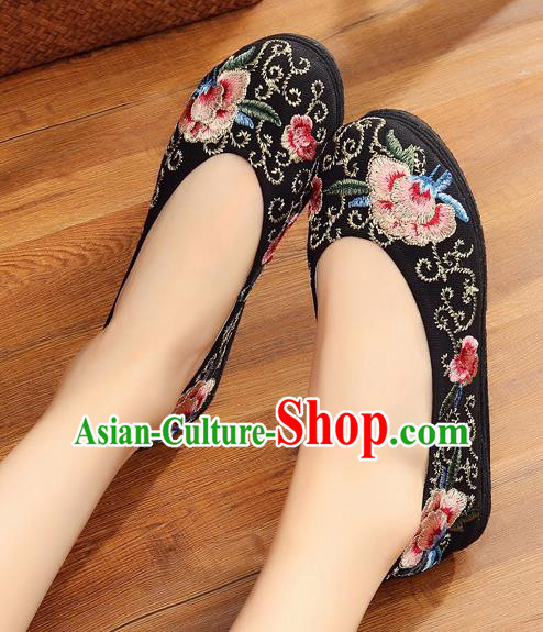 Traditional Chinese Handmade Embroidered Black Shoes Hanfu Shoes National Cloth Shoes for Women