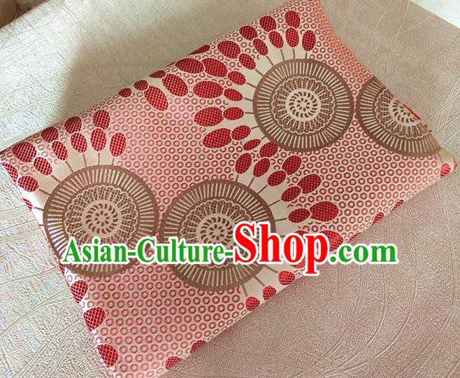 Asian Japan Traditional Sunflowers Pattern Design Pink Brocade Damask Fabric Kimono Satin Material
